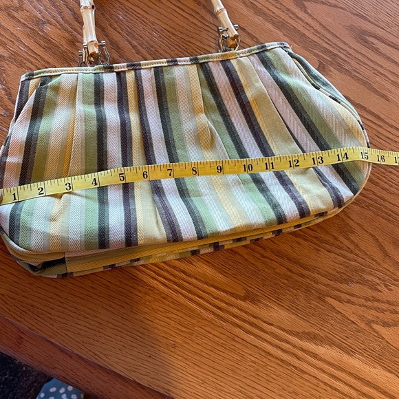 Green Striped Bamboo Handle Bag🌺 - Picture 5 of 8